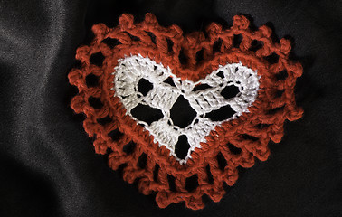 Image showing Heart shape made of red textile