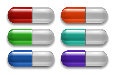 Image showing Medical pills set, different colors