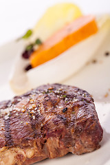 Image showing Grilled beef steak with seasoning