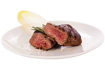 Image showing Succulent medium rare beef steak