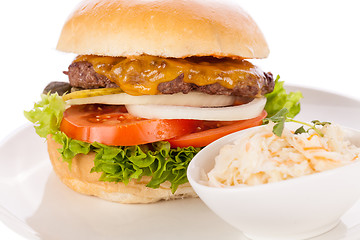 Image showing Cheeseburger with cole slaw 