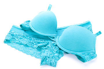 Image showing Set of sexy turquoise blue lingerie
