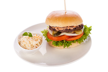 Image showing Cheeseburger with cole slaw 