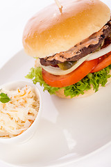 Image showing Cheeseburger with cole slaw 