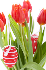 Image showing Colourful red Easter still life