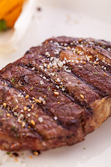 Image showing Grilled beef steak with seasoning