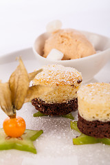 Image showing Gourmet coffee blanc mange with gooseberry