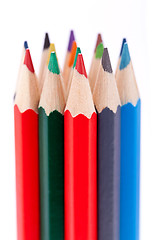 Image showing Bunch of colourful pencil crayons on white