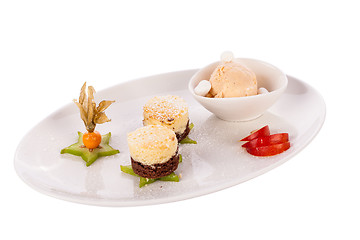 Image showing Gourmet coffee blanc mange with gooseberry