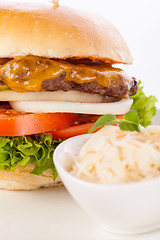 Image showing Cheeseburger with cole slaw 