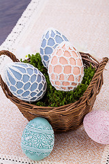 Image showing beautiful easter egg decoration colorfull eggs 