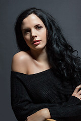 Image showing Dark moody portrait of a brunette beauty