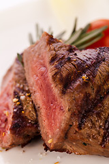 Image showing Succulent medium rare beef steak