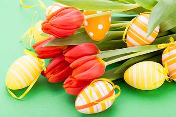 Image showing Colourful red Easter still life