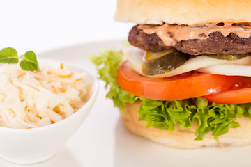 Image showing Cheeseburger with cole slaw 