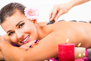 Image showing Beautiful woman having a back massage