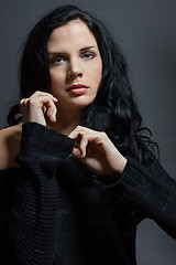 Image showing Dark moody portrait of a brunette beauty