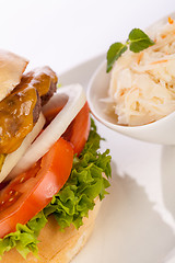 Image showing Cheeseburger with cole slaw 