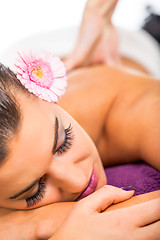 Image showing Beautiful woman having a back massage