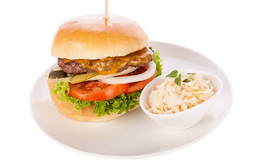 Image showing Cheeseburger with cole slaw 