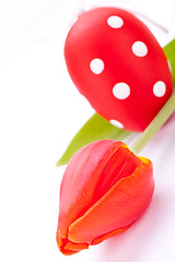 Image showing Colourful red Easter still life