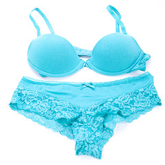 Image showing Set of sexy turquoise blue lingerie