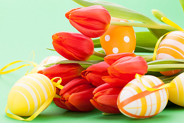 Image showing Colourful red Easter still life