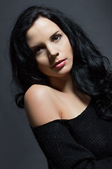 Image showing Dark moody portrait of a brunette beauty