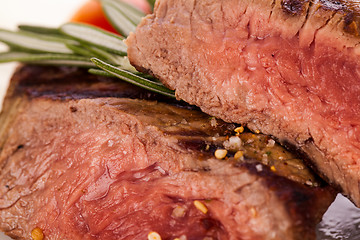 Image showing Succulent medium rare beef steak