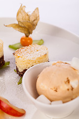 Image showing Gourmet coffee blanc mange with gooseberry