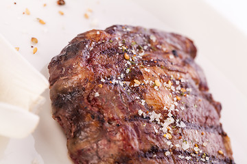 Image showing Grilled beef steak with seasoning