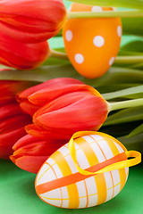 Image showing Colourful red Easter still life