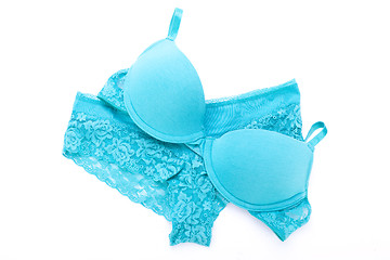 Image showing Set of sexy turquoise blue lingerie