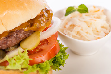 Image showing Cheeseburger with cole slaw 