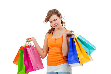 Image showing Happy attractive young shopaholic