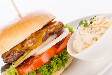 Image showing Cheeseburger with cole slaw 