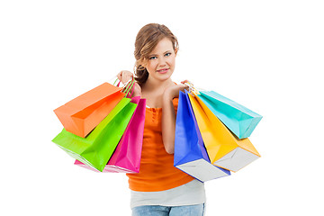 Image showing Happy attractive young shopaholic