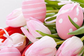 Image showing beautiful easter egg decoration colorfull eggs seasonal pastel 
