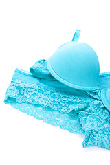 Image showing Set of sexy turquoise blue lingerie