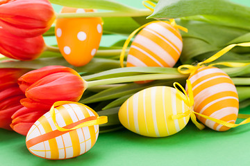 Image showing Colourful red Easter still life