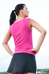 Image showing Caucasian woman practicing jogging in the park