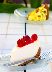 Image showing Strawberry topped cheese cake