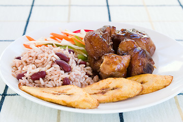 Image showing Stewed Chicken with Rice and Vegetables - Jamaican Style
