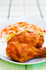 Image showing Fried Chicken with Sauce - Caribbean Style