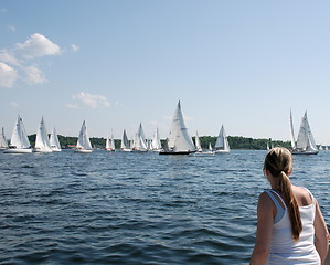 Image showing Watching the sailboats drift