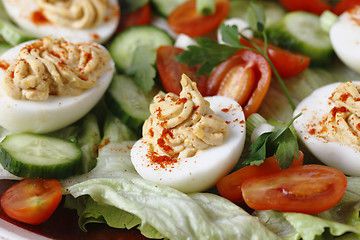 Image showing Homemade deviled egg salad closeup