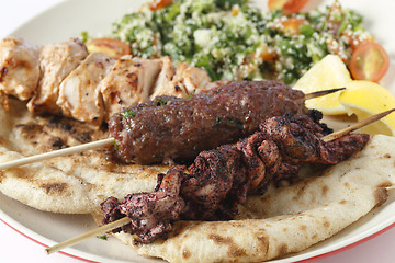 Image showing Sumac kebab kofta and taouk plate