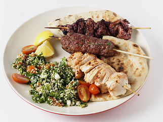 Image showing Mideast style barbecue meal