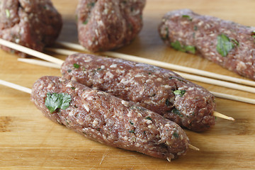 Image showing Making kofta bbq skewers