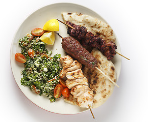 Image showing Kebab tabouleh bbq from above